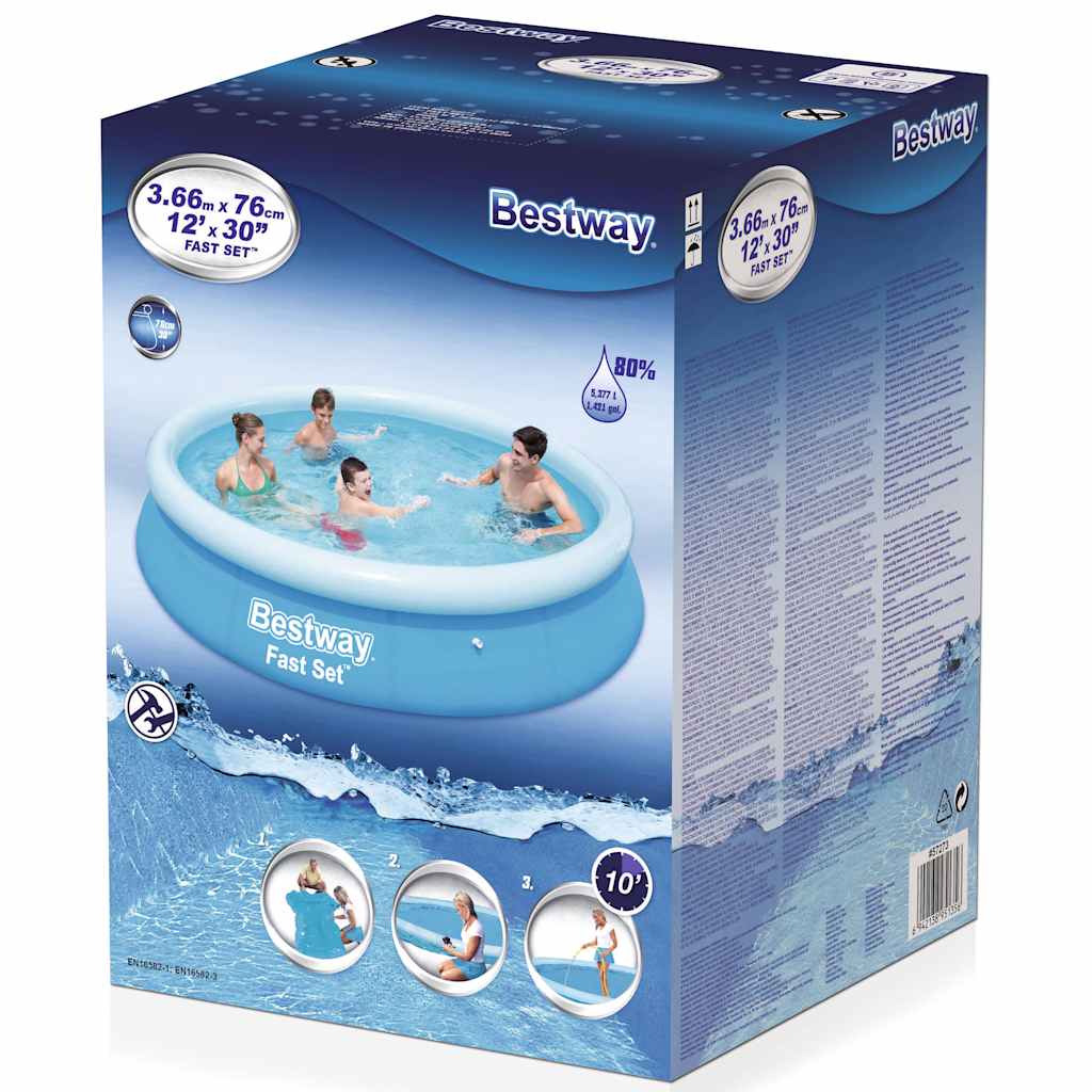 Fast Set Aufblasbarer Swimmingpool Rund 366x76 cm 57273