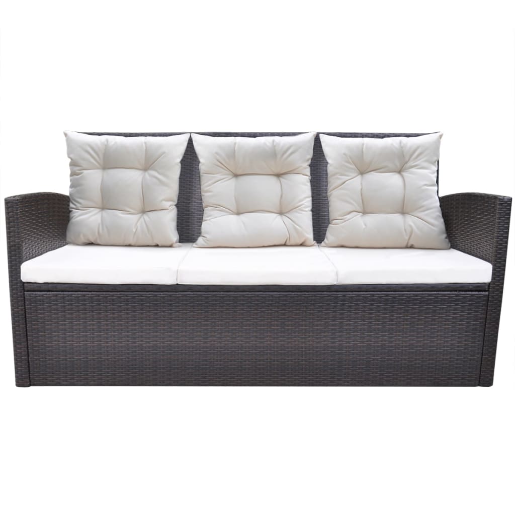 6-tlg. Garten-Essgruppe mit Kissen Poly Rattan Braun