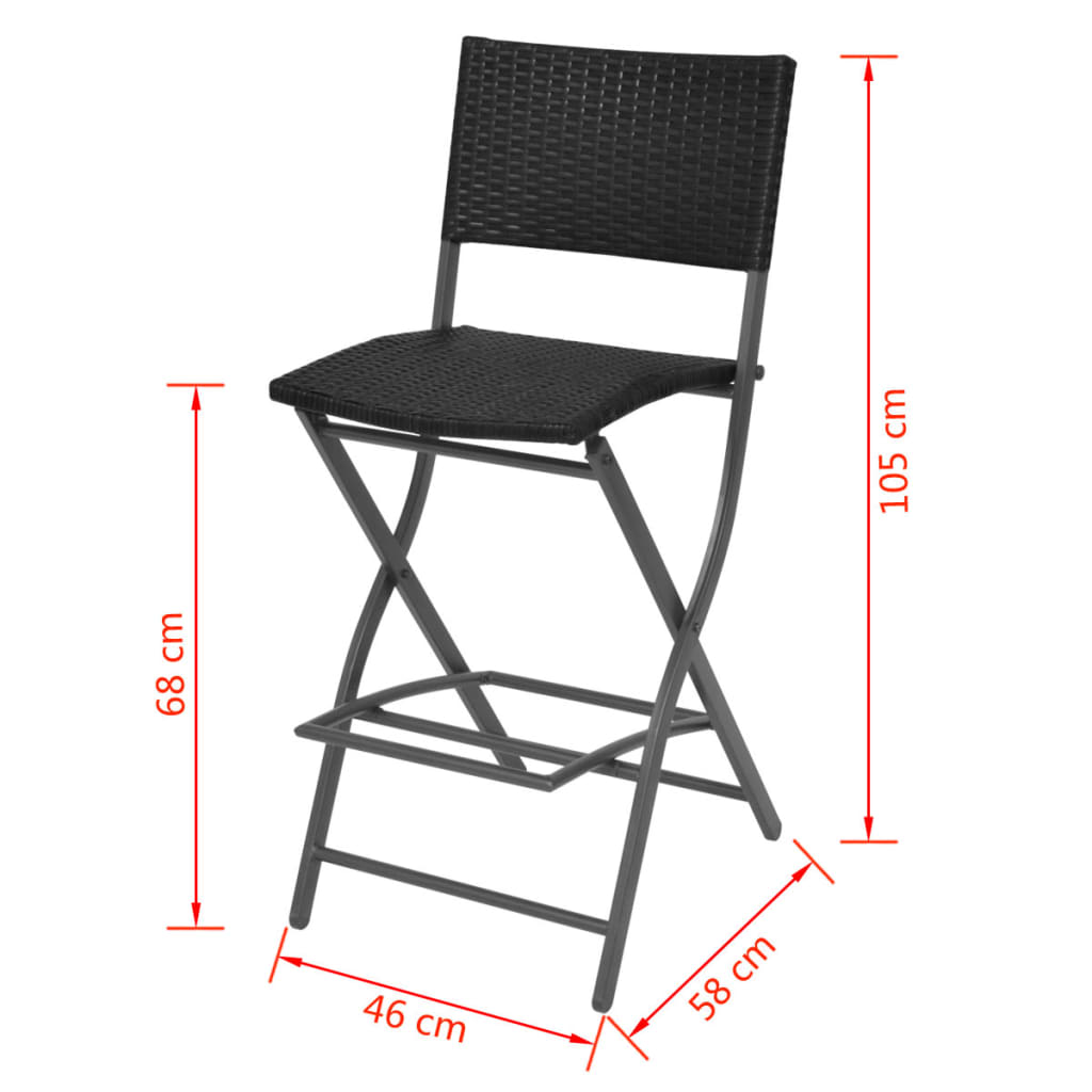 7-tlg. Garten-Essgruppe Klappbar Stahl Poly Rattan Schwarz