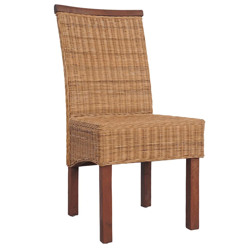 Esszimmerstühle 2 Stk. Braun Natürliches Rattan