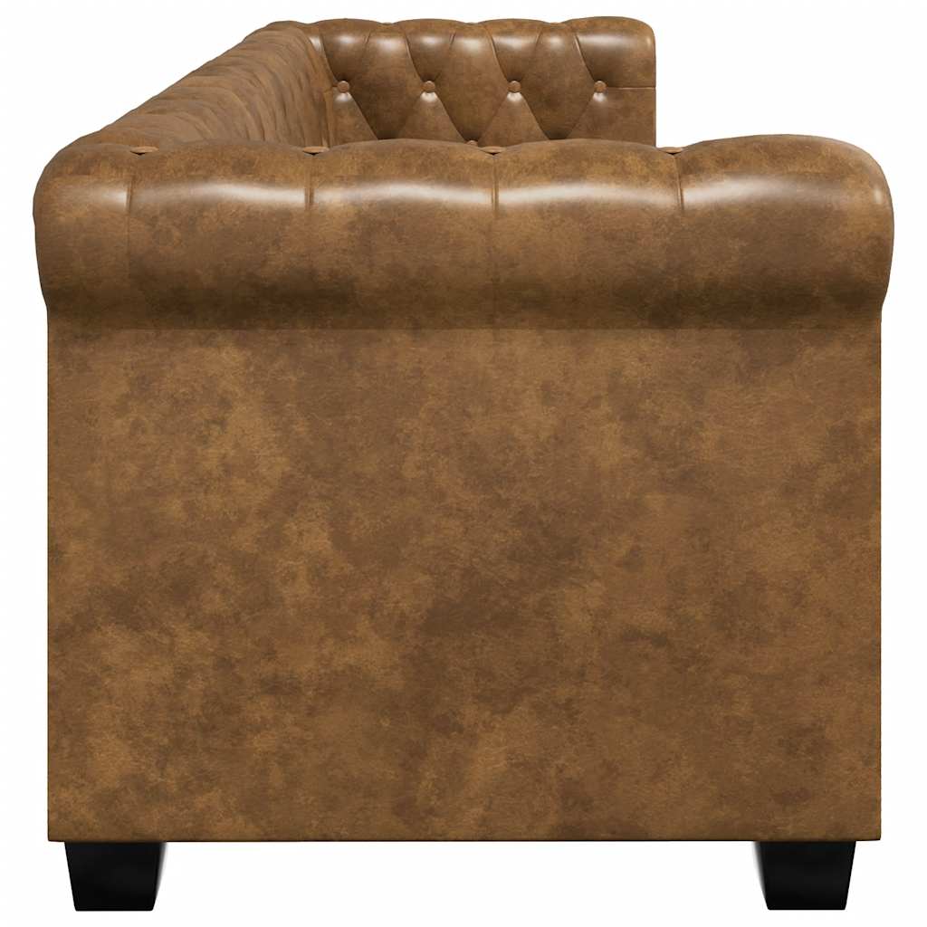 Chesterfield-Sofa 3-Sitzer Kunstleder Braun