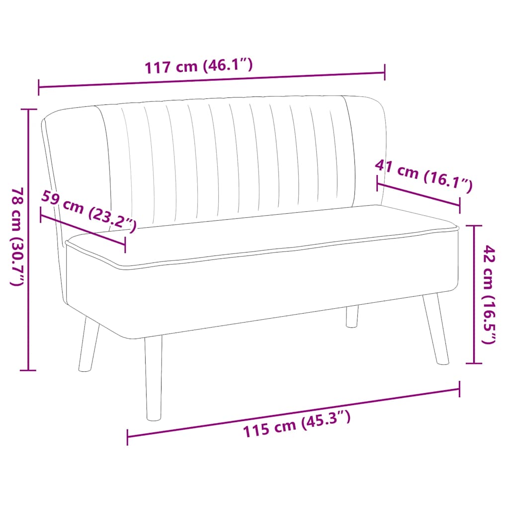 Sofa Stoff 117x55,5x77 cm Hellgrau