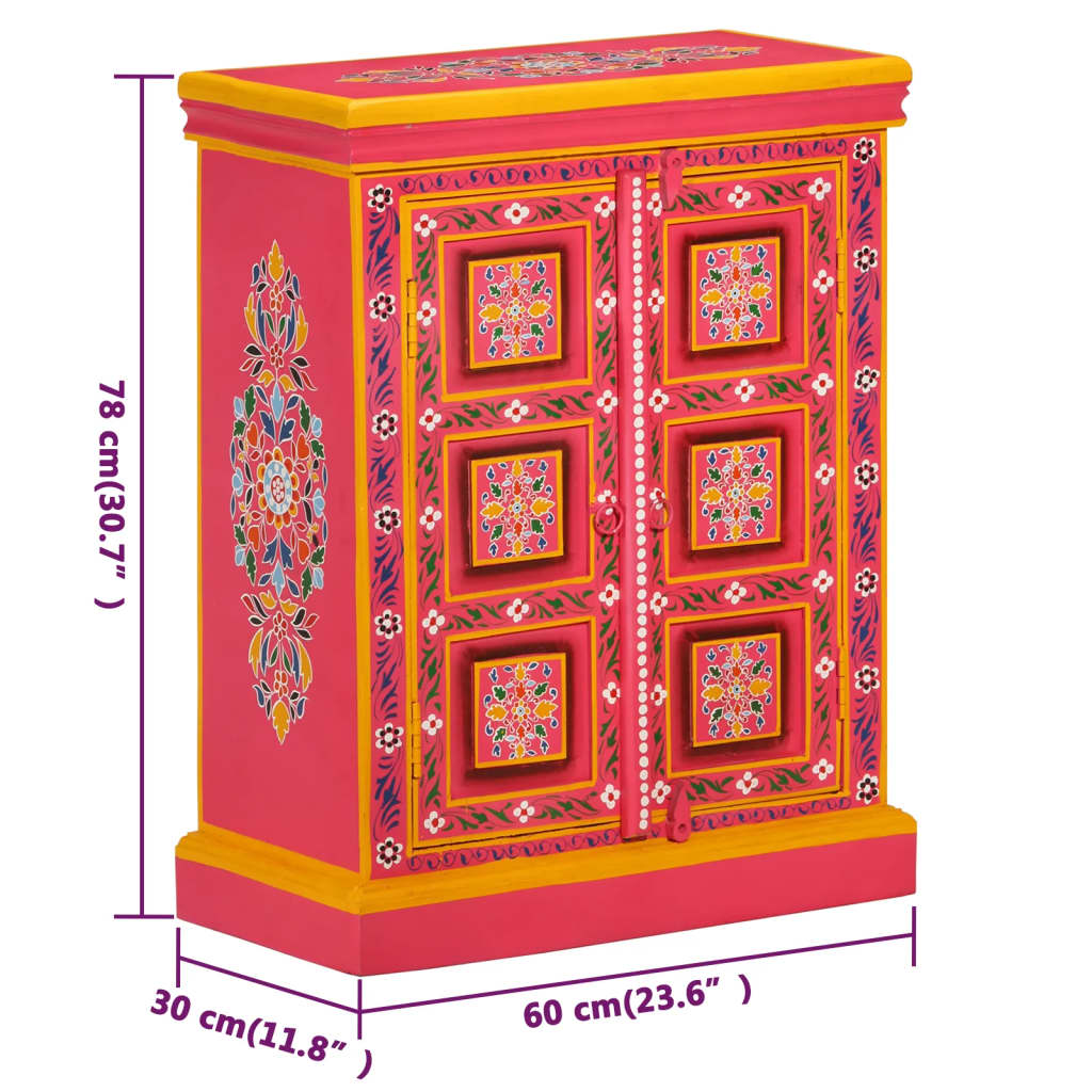 Sideboard Massivholz Mango Rosa Handbemalt