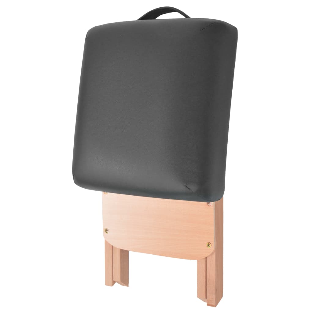 Massageliege 2-Zonen mit Hocker Klappbar 10 cm Sitz Schwarz