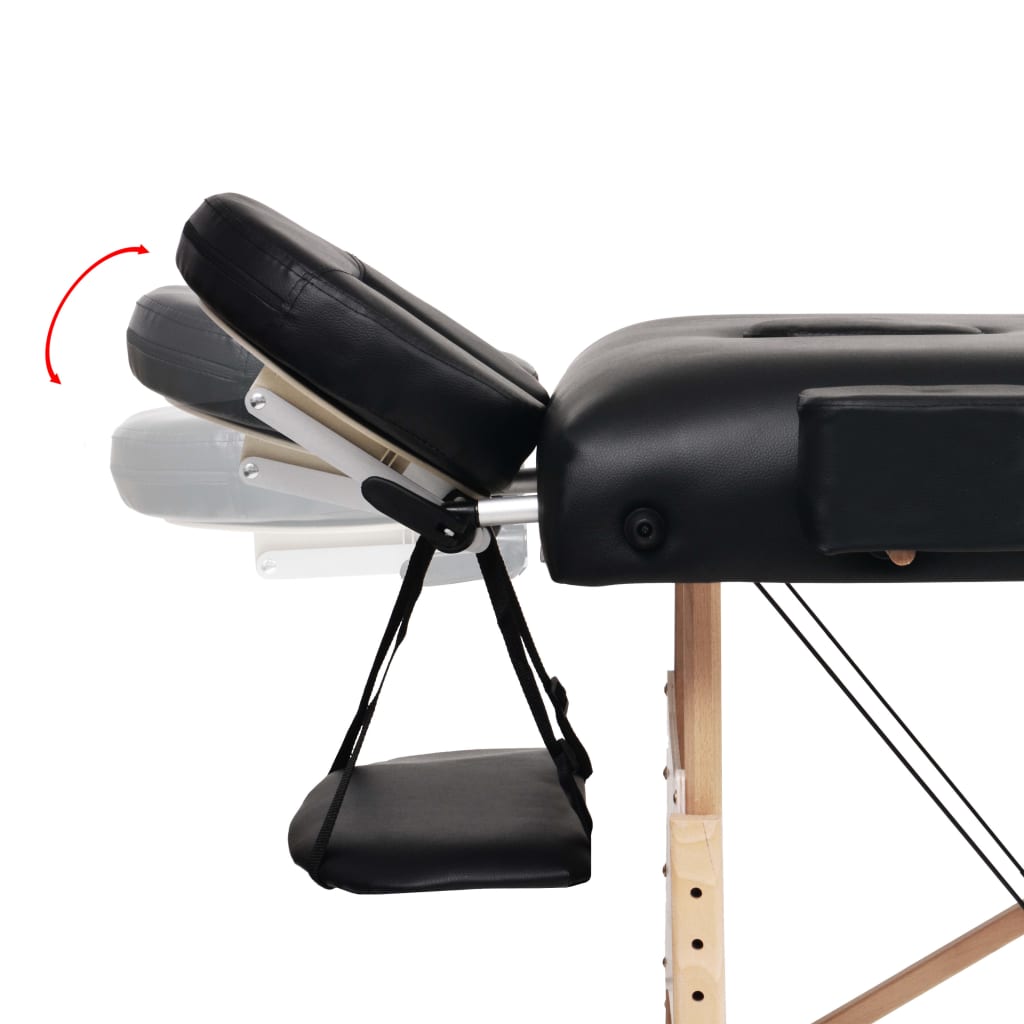 Massageliege 2-Zonen mit Hocker Klappbar 10 cm Sitz Schwarz