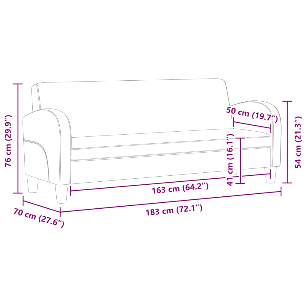 Sofa 3-Sitzer Wildleder-Optik Braun