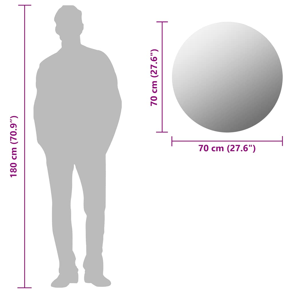 Wandspiegel 70 cm Rund Glas