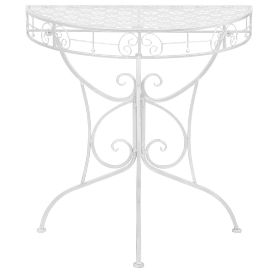 Beistelltisch Vintage-Stil Halbrund Metall 72x36x74 cm Silber