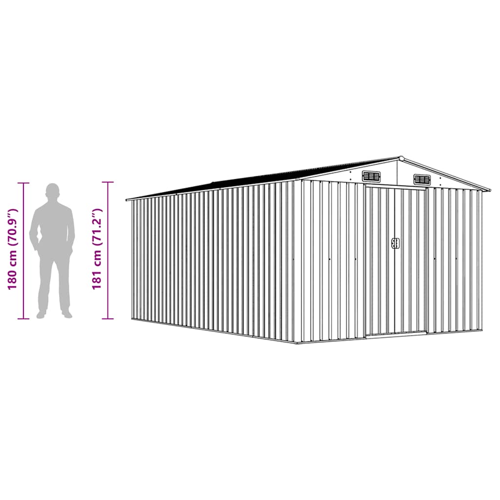 Gerätehaus 257x392x181 cm Metall Grau