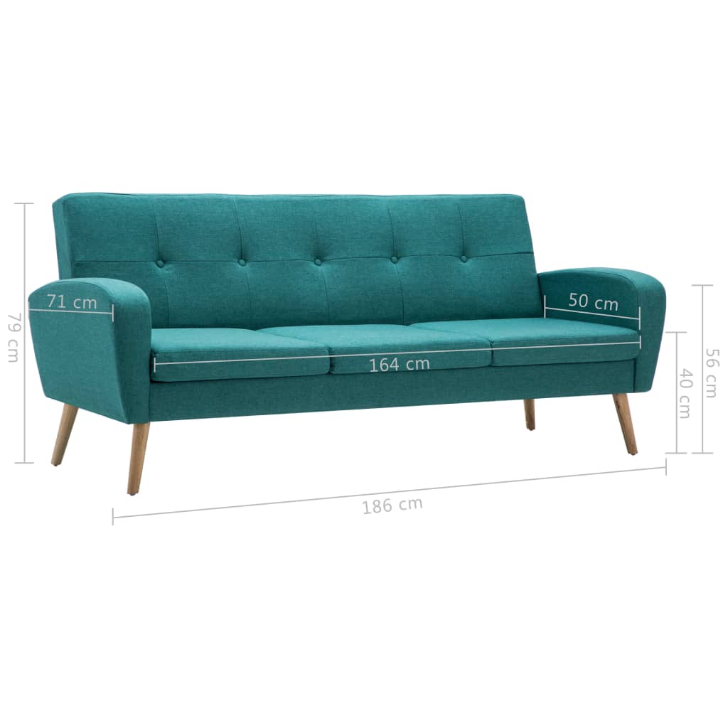 Sofa 3-Sitzer Stoff Grün