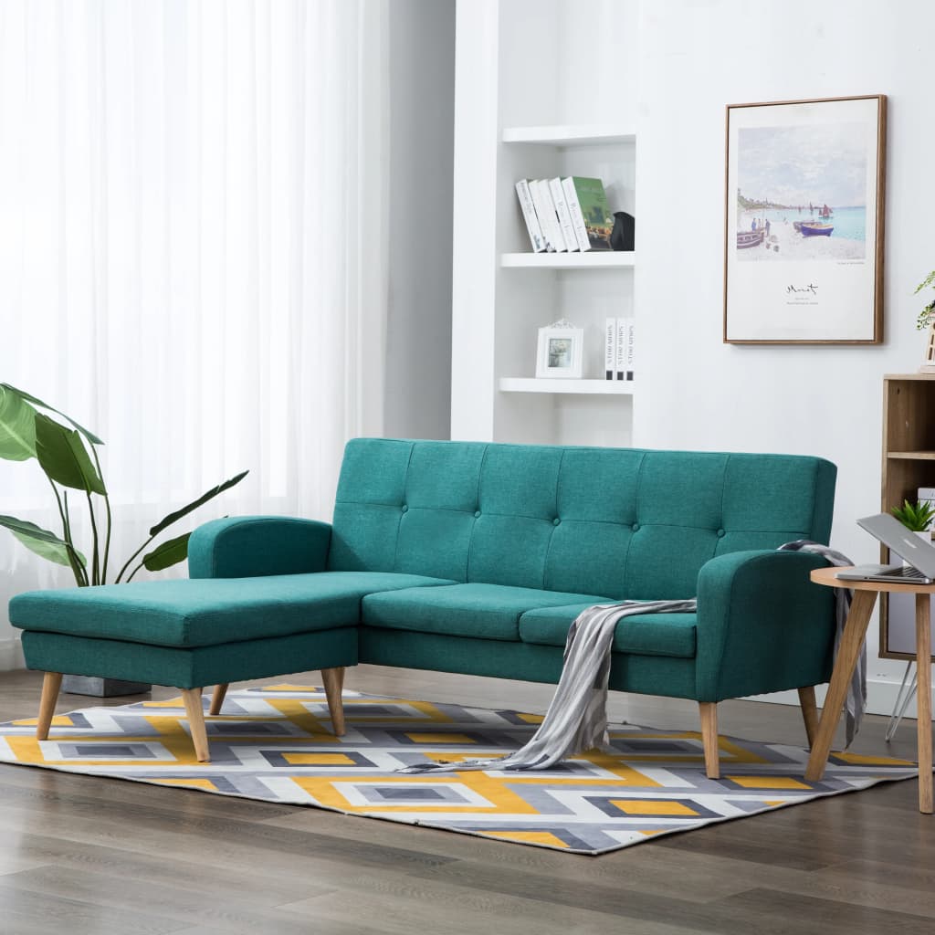 Sofa in L-Form Stoffbezug 186x136x79 cm Grün