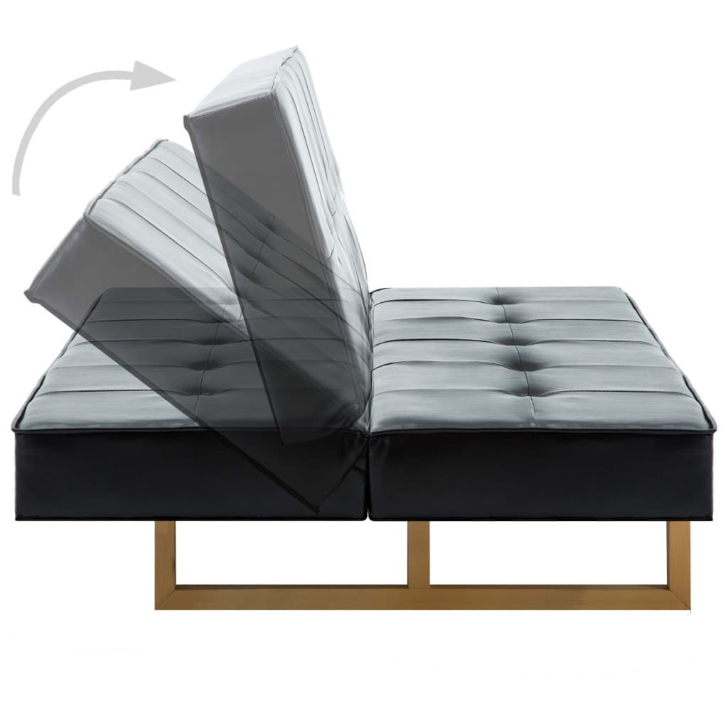 Schlafsofa Kunstleder Schwarz
