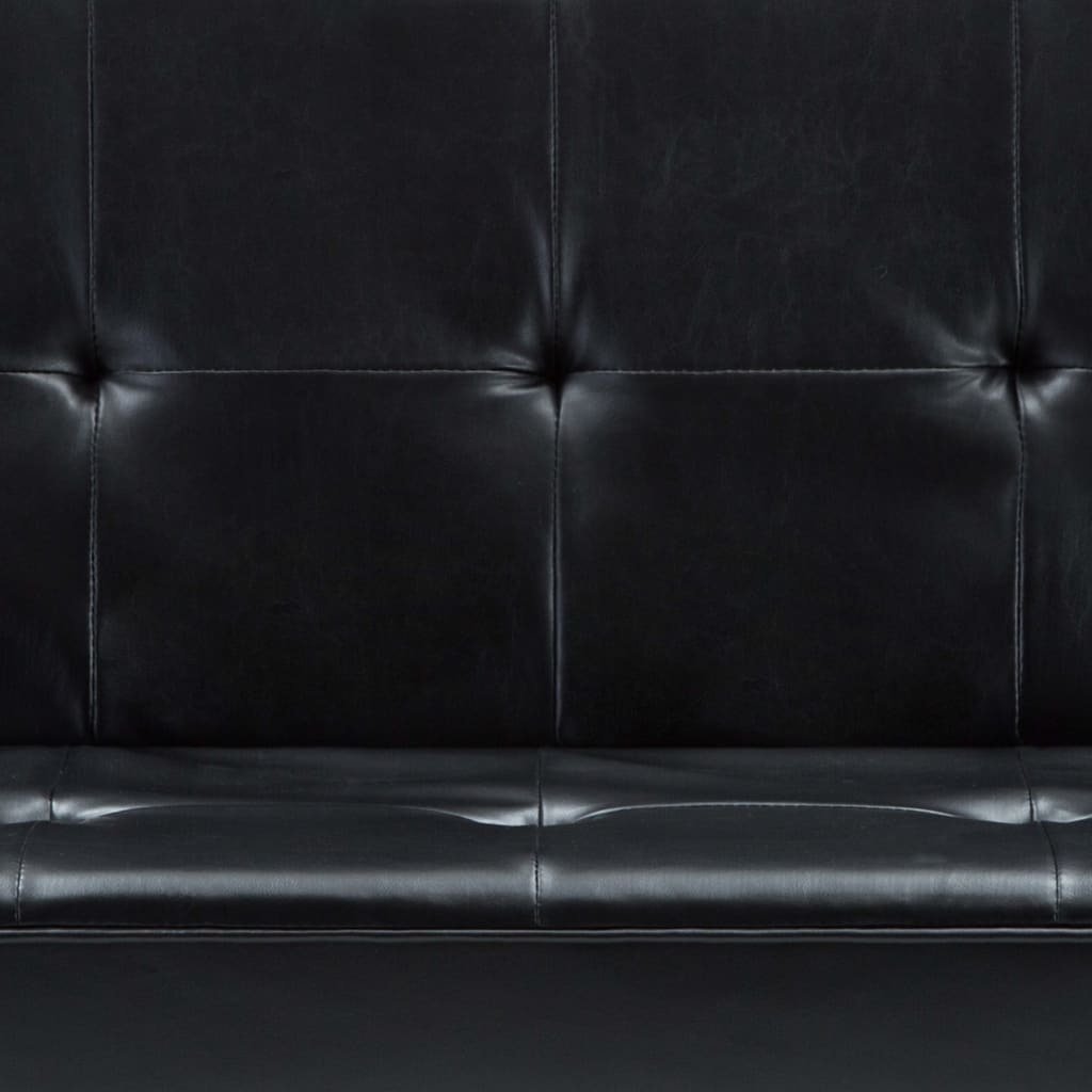 Schlafsofa Kunstleder Schwarz