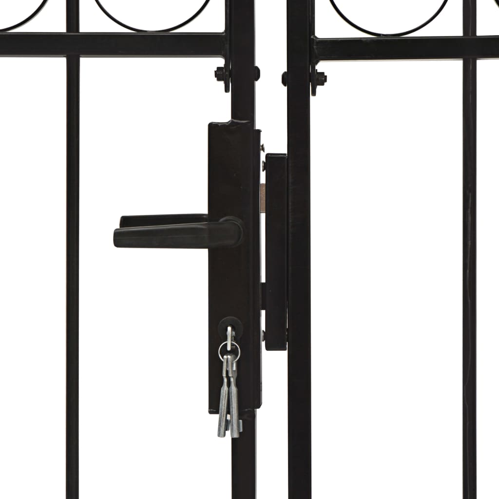 Zauntor Doppelflügel Gewölbte Spitze Stahl 400 x 150 cm Schwarz