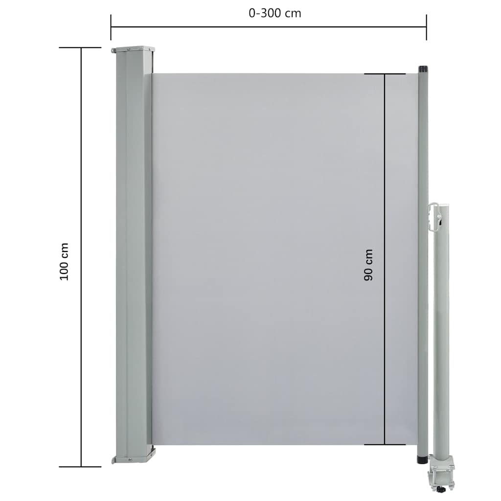 Ausziehbare Seitenmarkise 100x300 cm Grau