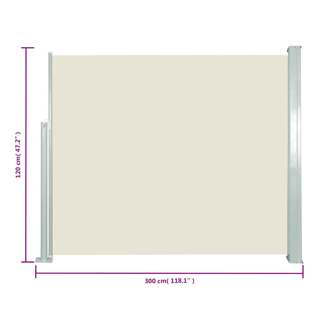 Ausziehbare Seitenmarkise 120x300 cm Creme