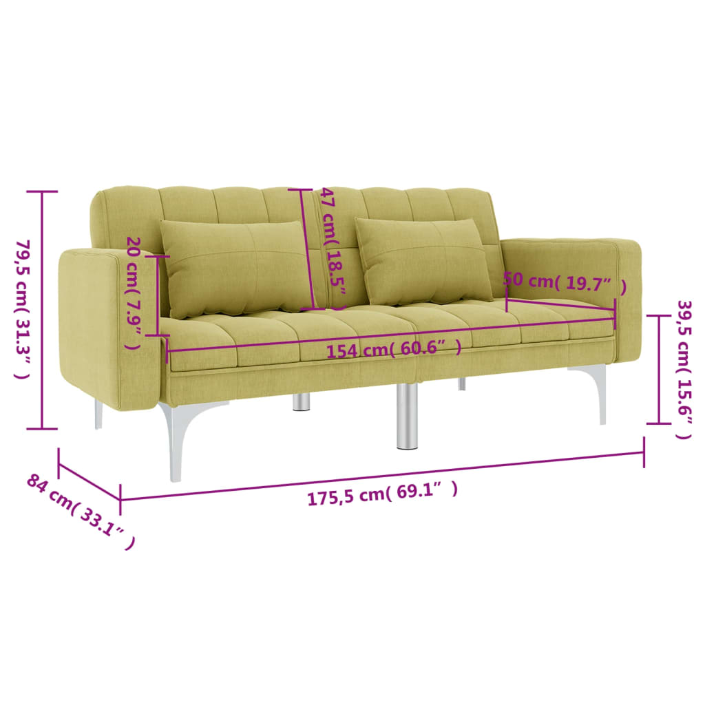 Schlafsofa Grün Stoff