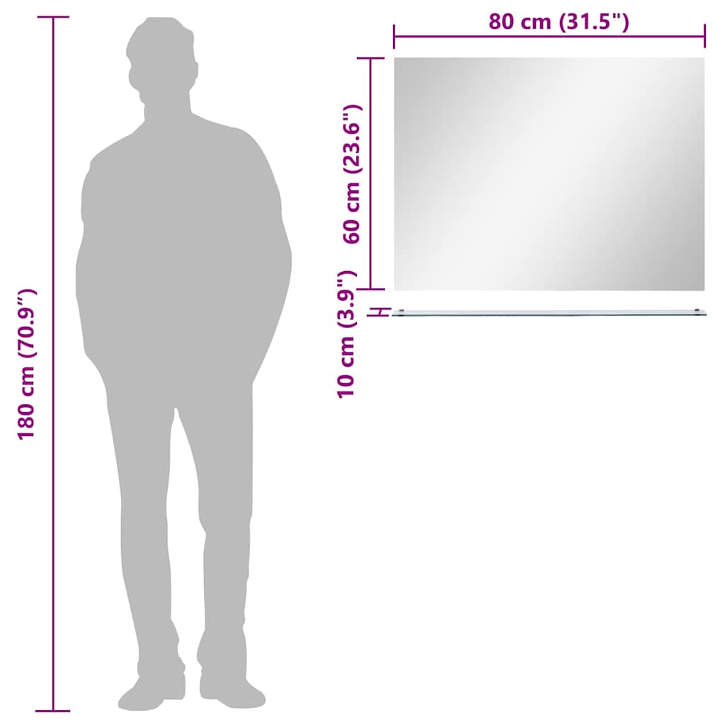 Wandspiegel mit Regal 80×60 cm Hartglas