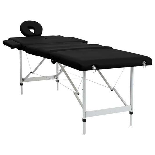 Massageliege Klappbar 4-Zonen mit Aluminiumgestell Schwarz