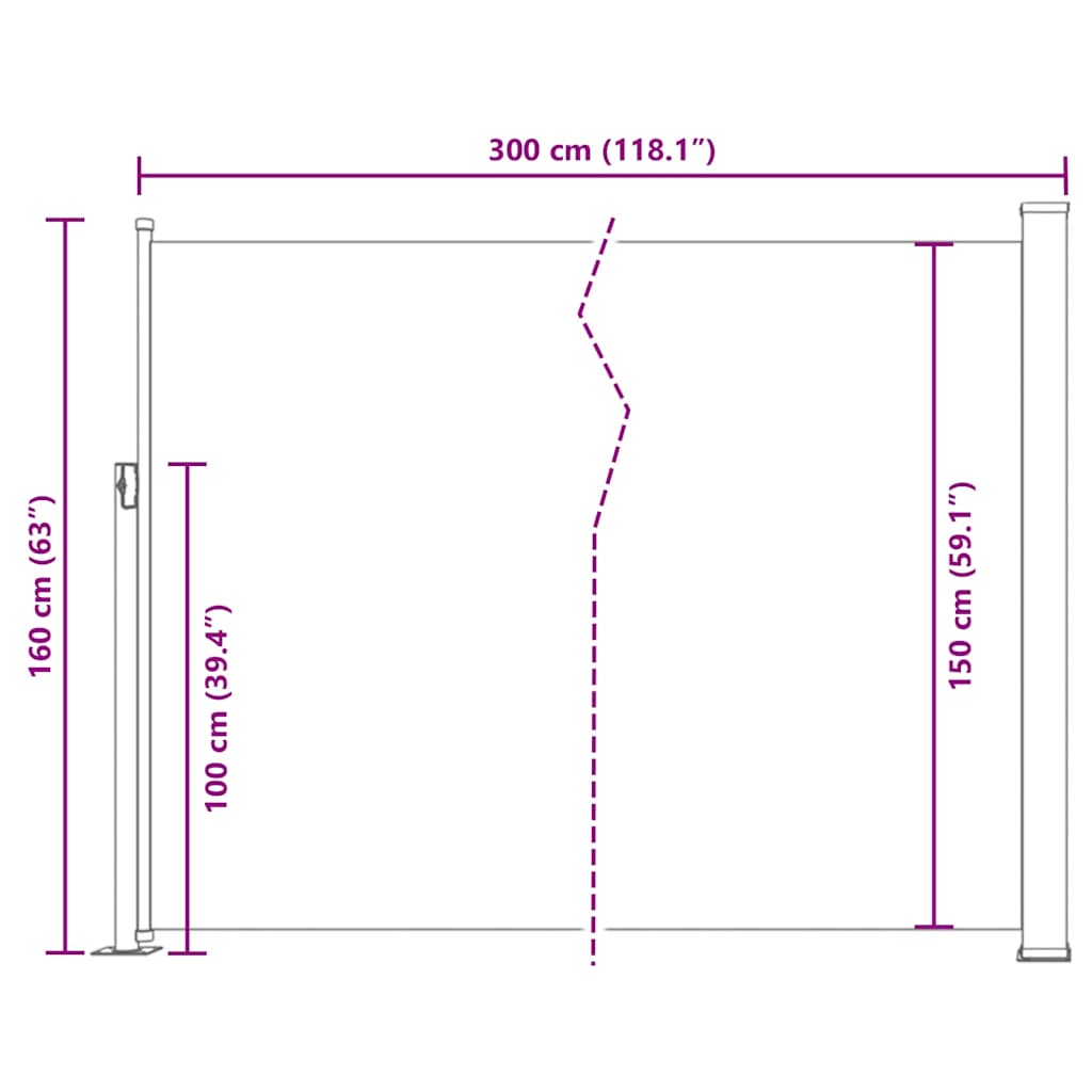 Ausziehbare Seitenmarkise 160x300 cm Braun
