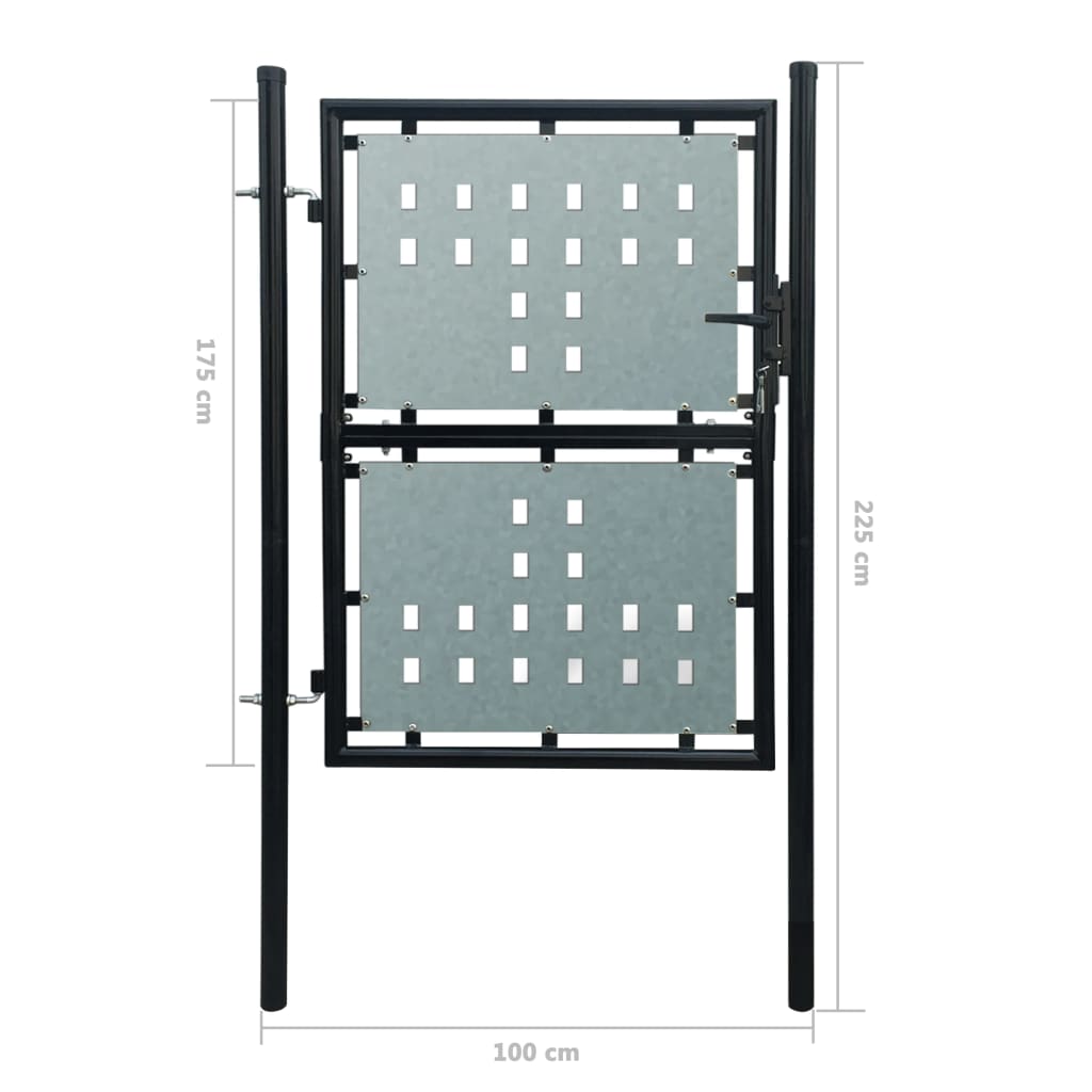 Zauntor (Einzeltor) Schwarz 100x225 cm