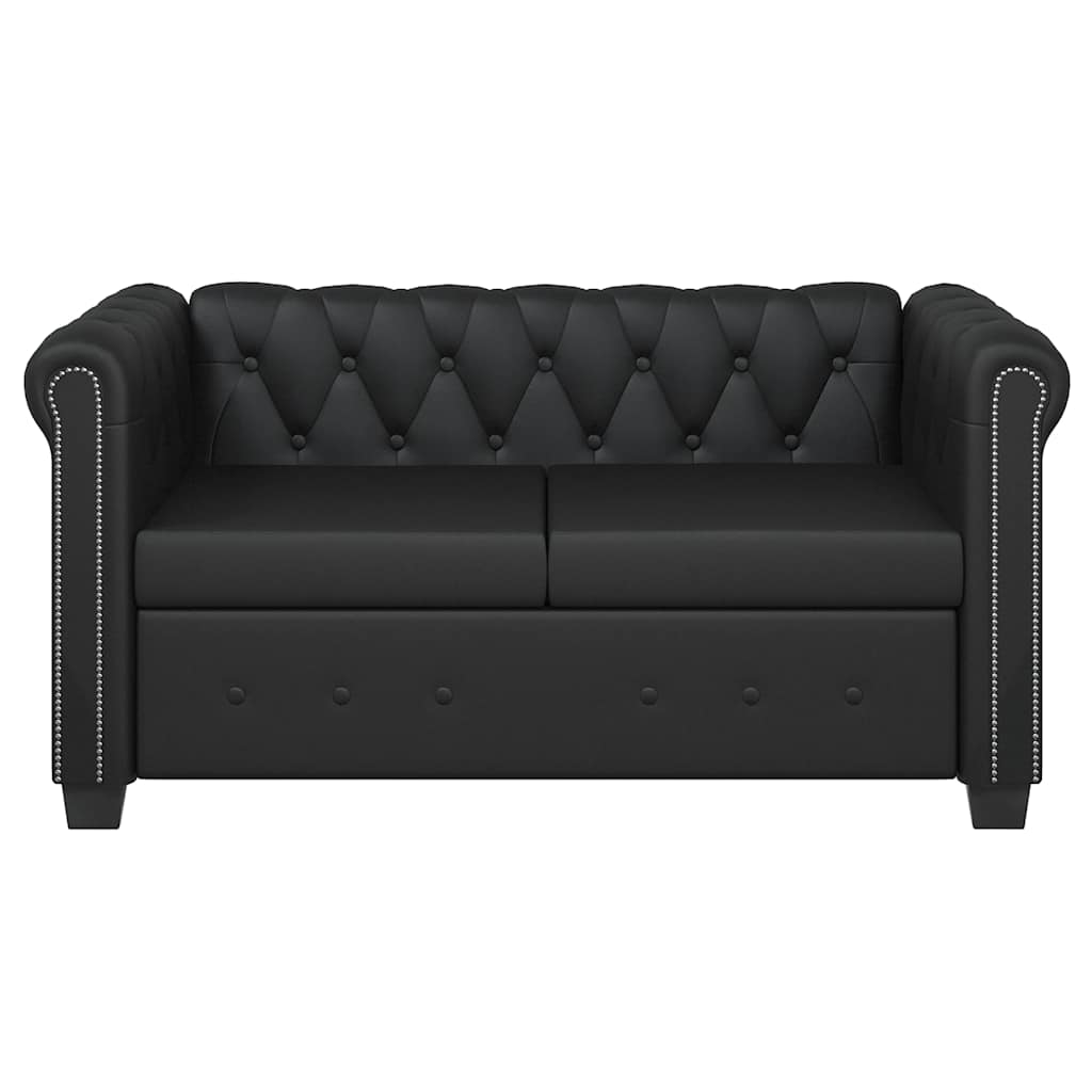 Chesterfield-Sofa 2-Sitzer Kunstleder Schwarz