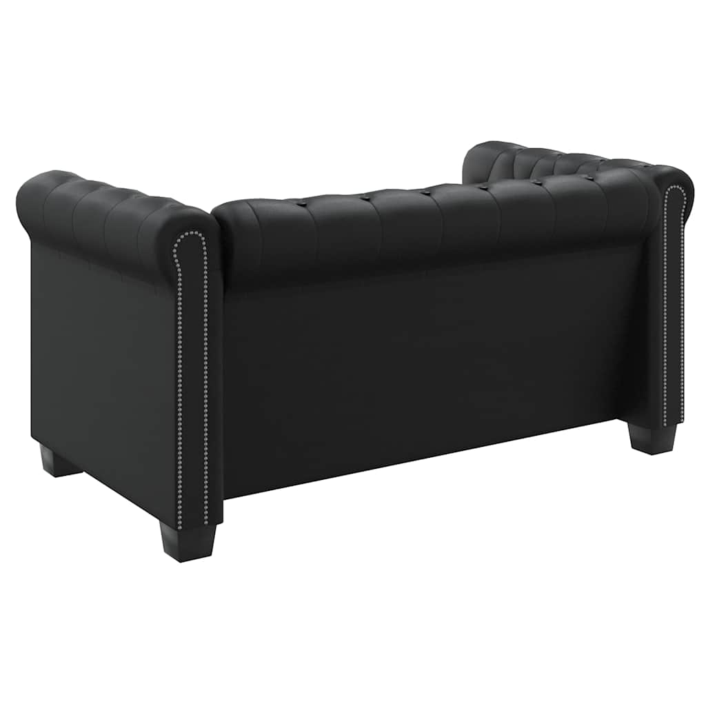 Chesterfield-Sofa 2-Sitzer Kunstleder Schwarz