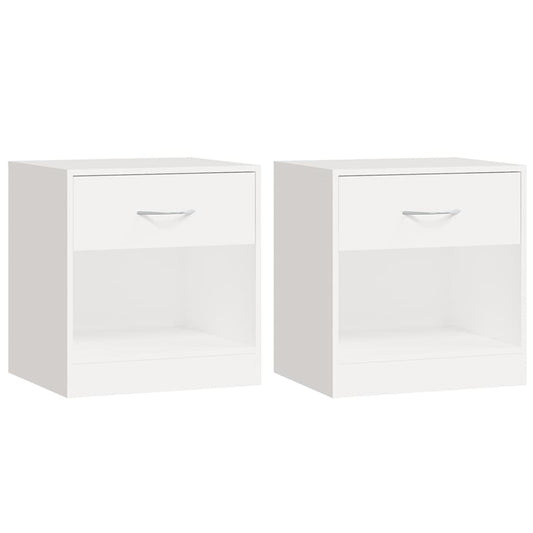 Nachttisch 2 Stk. mit Schublade Weiß