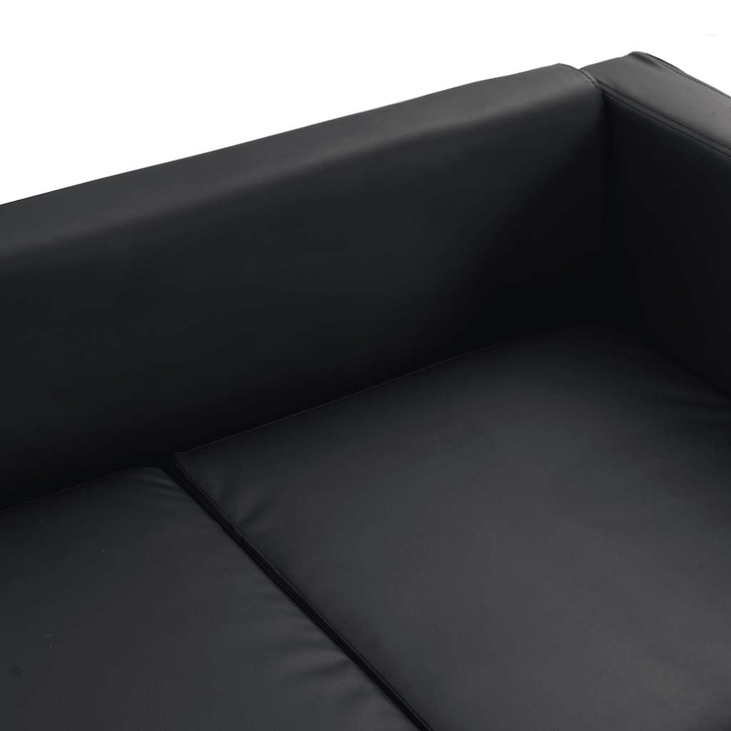 Sofa-Set Kunstleder 3-Sitzer und 2-Sitzer Schwarz