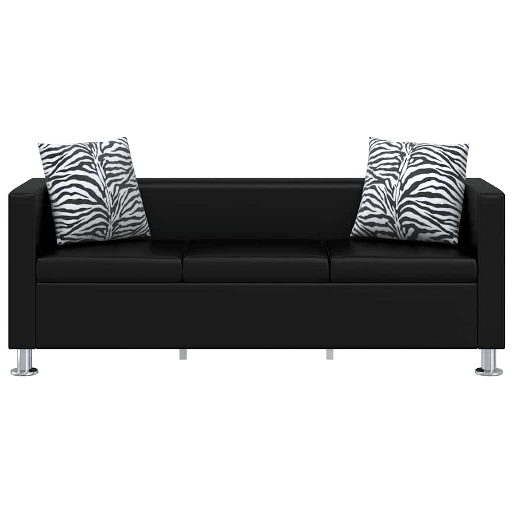 Sofa-Set Kunstleder 3-Sitzer und 2-Sitzer Schwarz