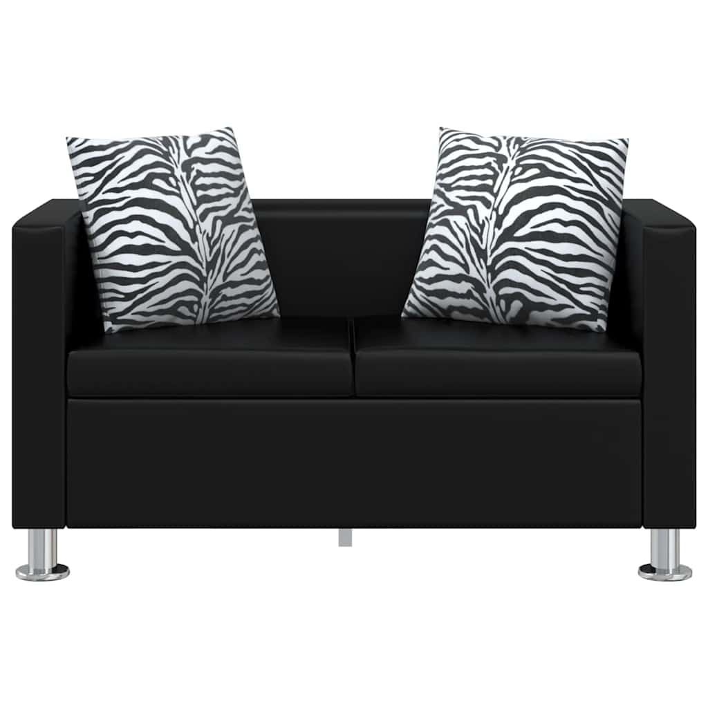 Sofa-Set Kunstleder 3-Sitzer und 2-Sitzer Schwarz