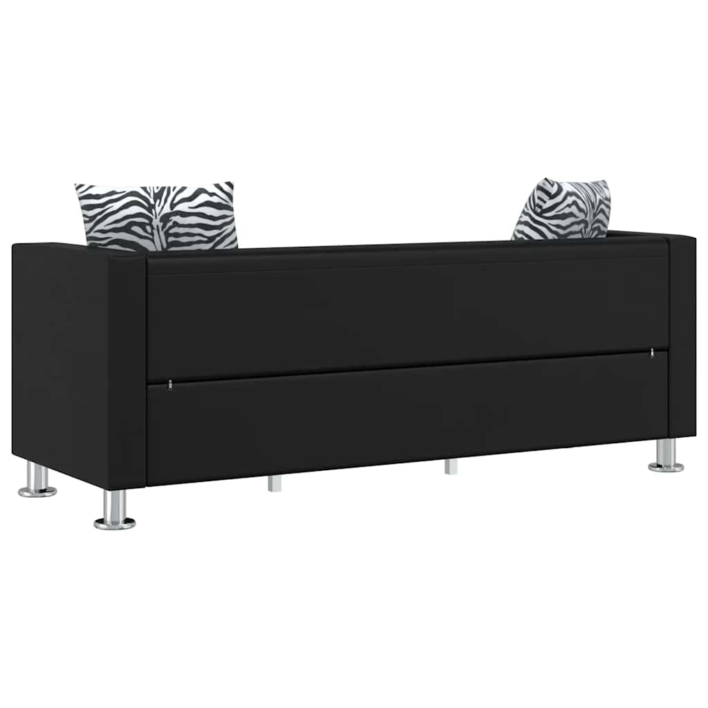 Sofa-Set Kunstleder 3-Sitzer und 2-Sitzer Schwarz