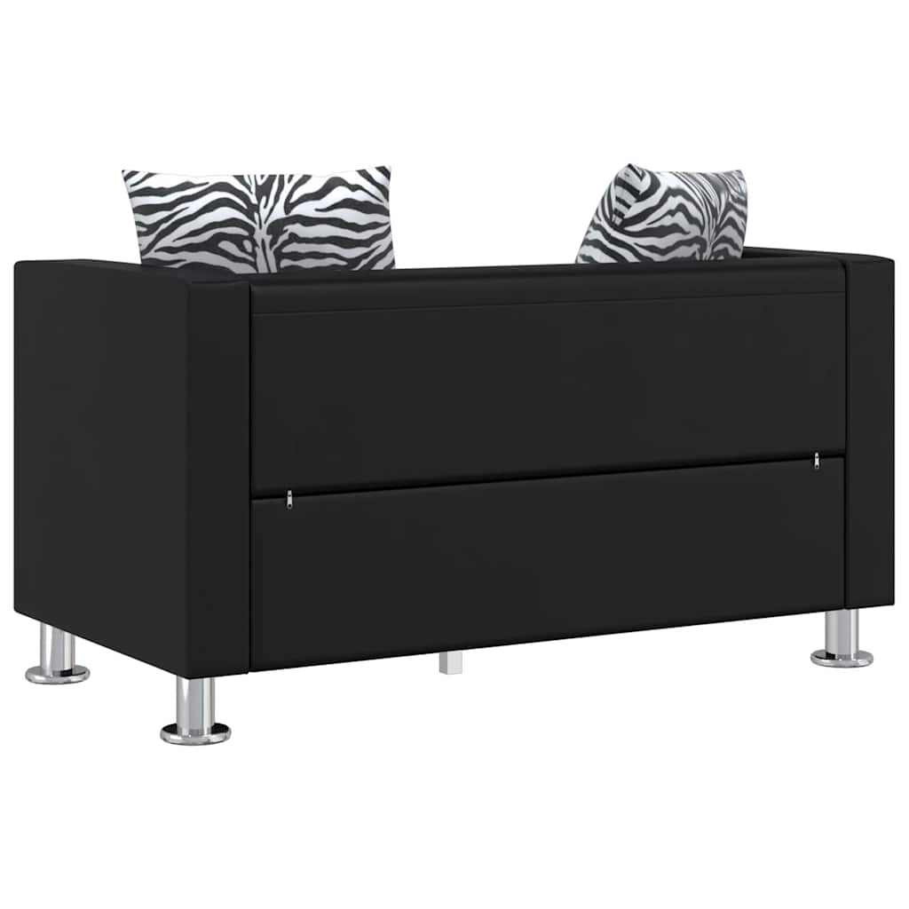 Sofa-Set Kunstleder 3-Sitzer und 2-Sitzer Schwarz