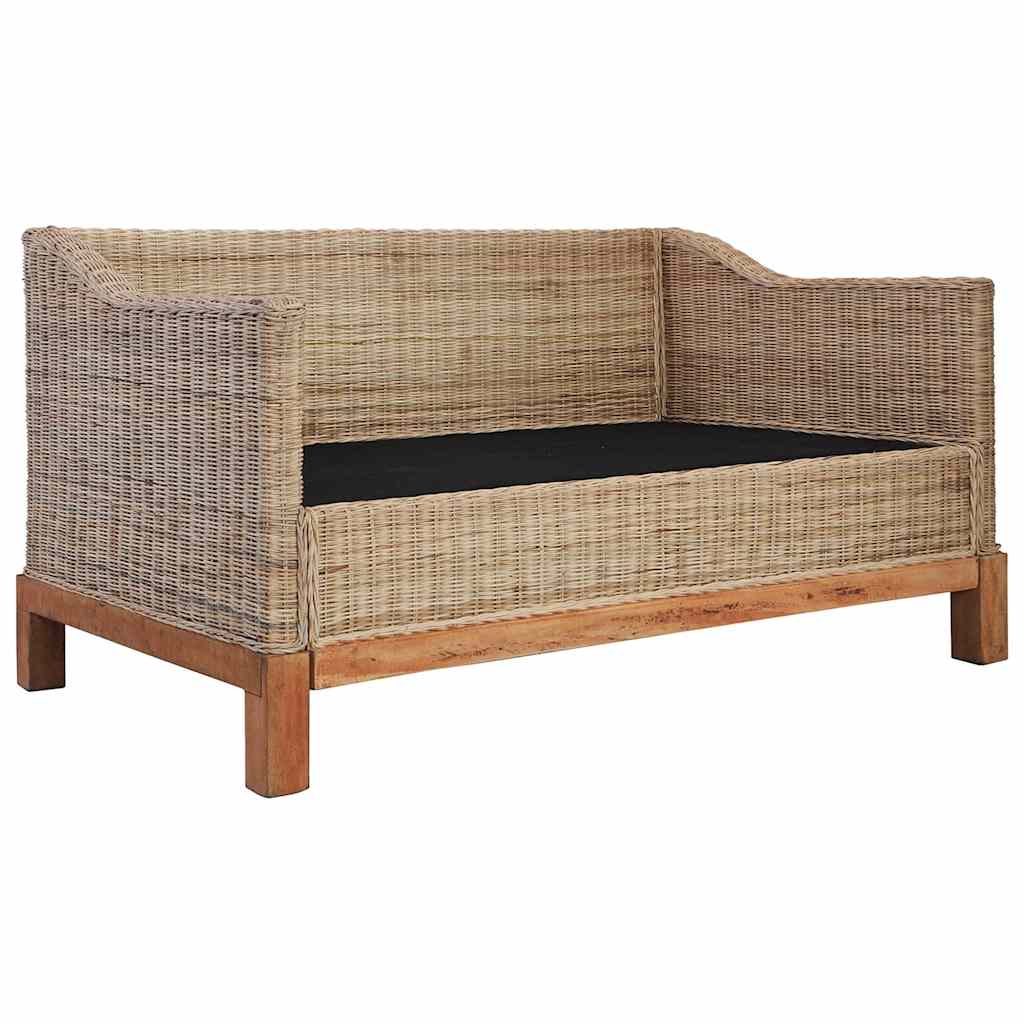 2-Sitzer-Sofa mit Kissen Natürliches Rattan