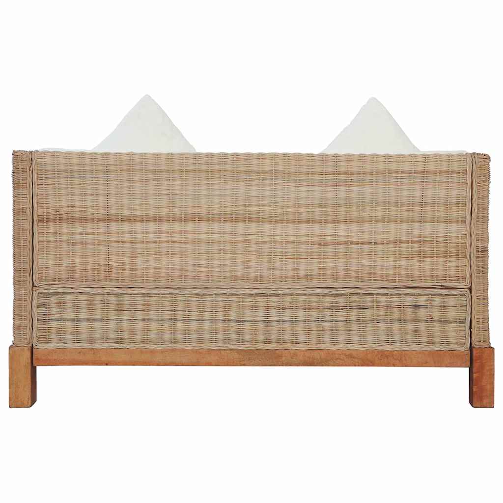 2-Sitzer-Sofa mit Kissen Natürliches Rattan