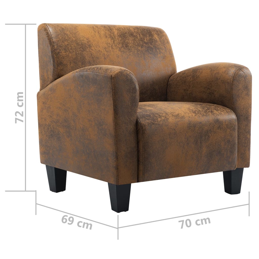 Sofasessel Braun 70x69x72 cm Wildlederimitat