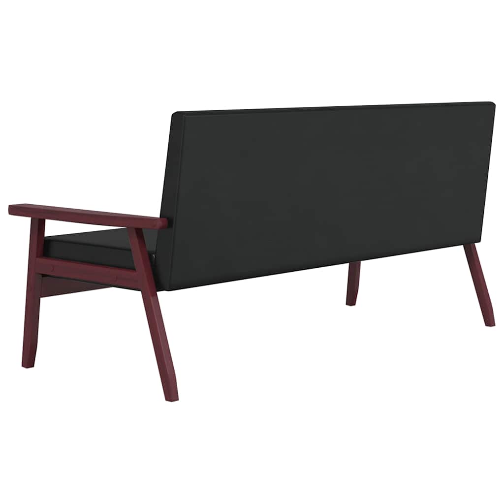 Sofa 3-Sitzer Schwarz Kunstleder
