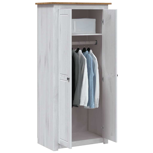Kleiderschrank Weiß 80×50×171,5 cm Kiefer Massiv Panama Serie