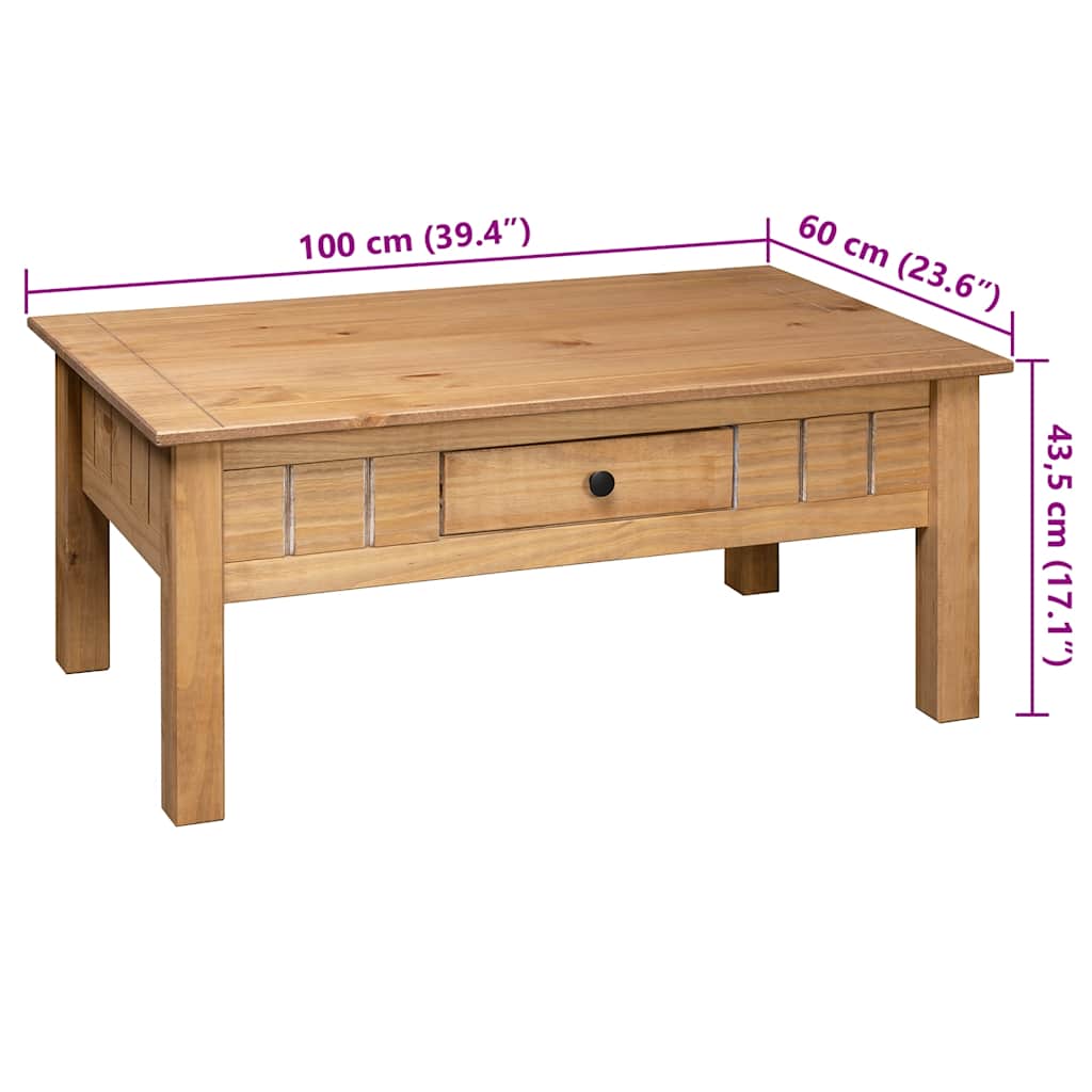 Couchtisch 100x60x43,5 cm Massivholz Panama-Kiefer