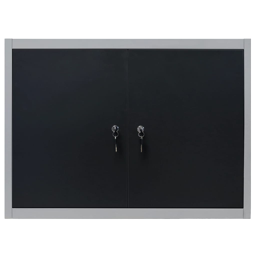 Wand-Werkzeugschrank Industrie-Stil Metall Grau und Schwarz
