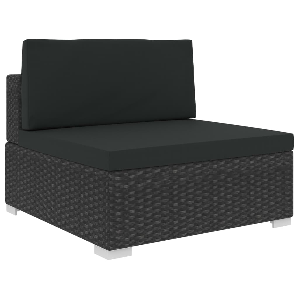 8-tlg. Garten-Lounge-Set mit Auflagen Poly Rattan Schwarz