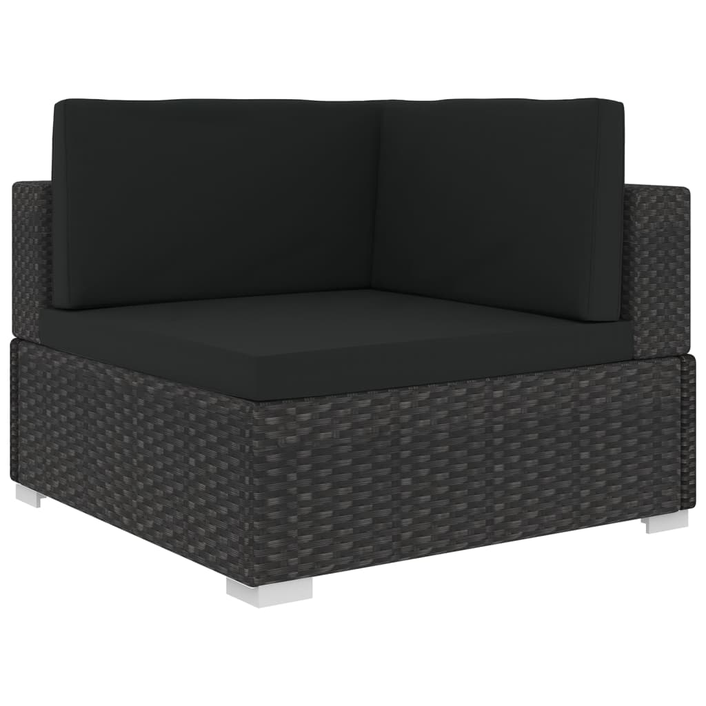 5-tlg. Garten-Lounge-Set mit Auflagen Poly Rattan Schwarz