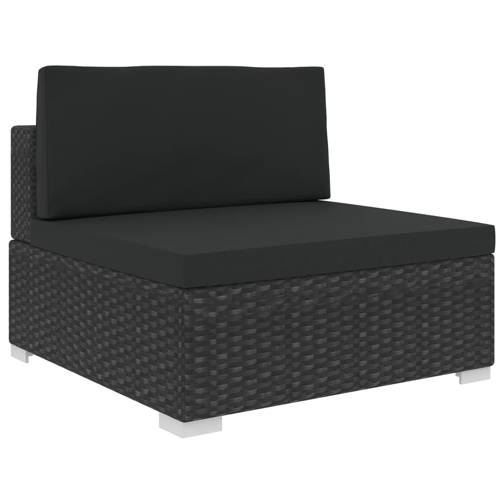 5-tlg. Garten-Lounge-Set mit Auflagen Poly Rattan Schwarz