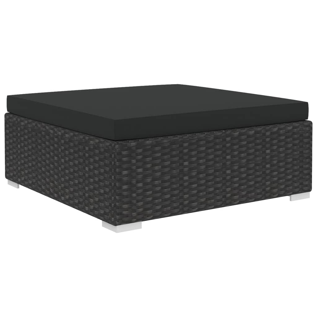 5-tlg. Garten-Lounge-Set mit Auflagen Poly Rattan Schwarz