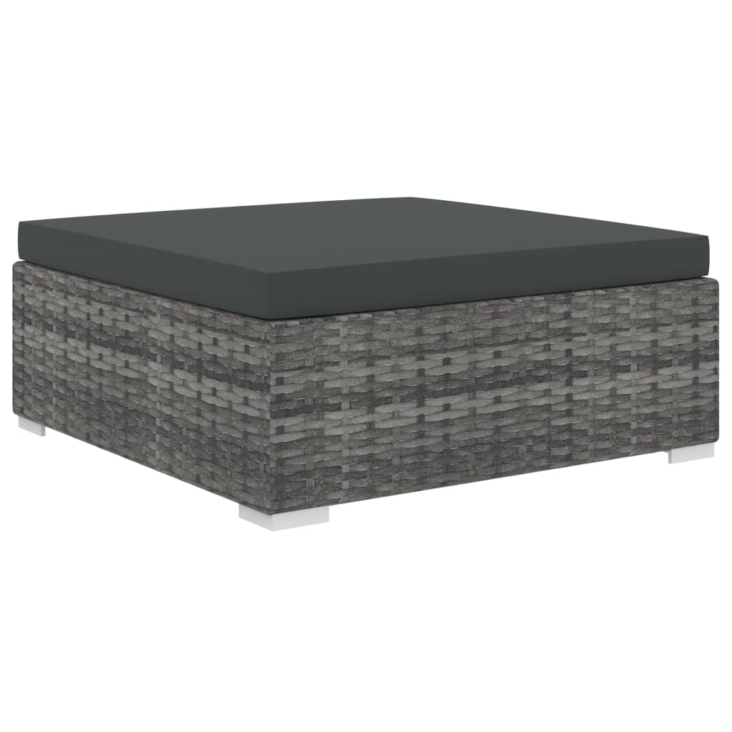 9-tlg. Garten-Lounge-Set mit Auflagen Poly Rattan Grau