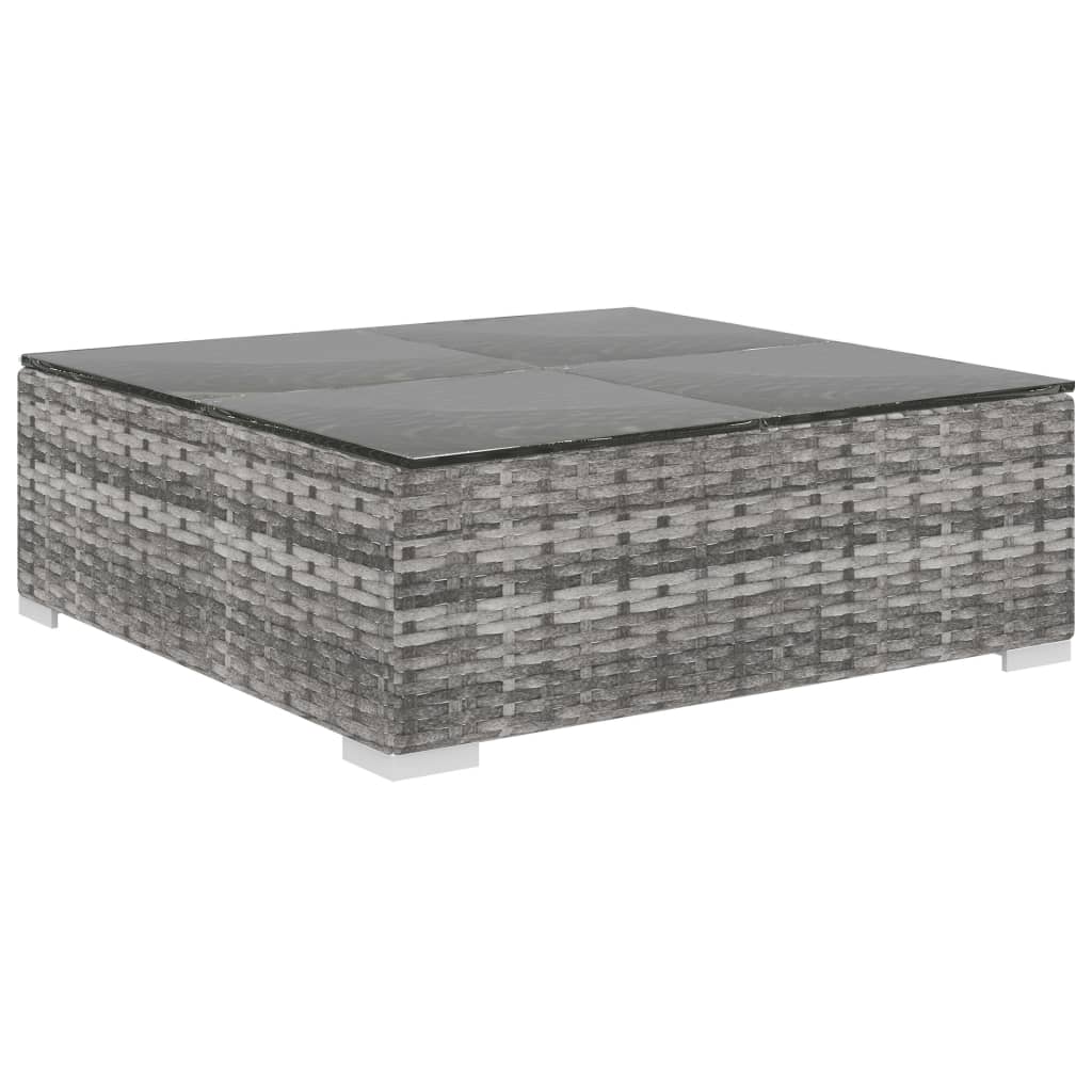 9-tlg. Garten-Lounge-Set mit Auflagen Poly Rattan Grau