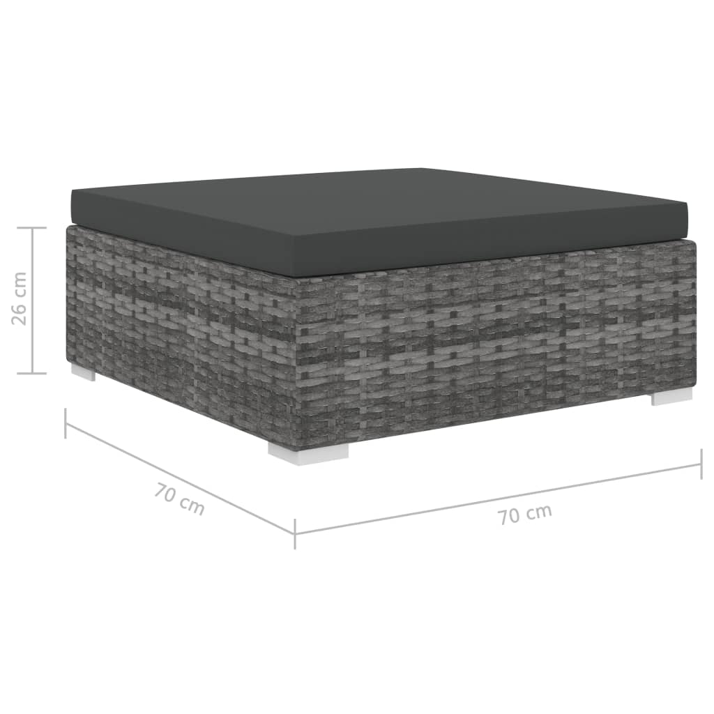 9-tlg. Garten-Lounge-Set mit Auflagen Poly Rattan Grau