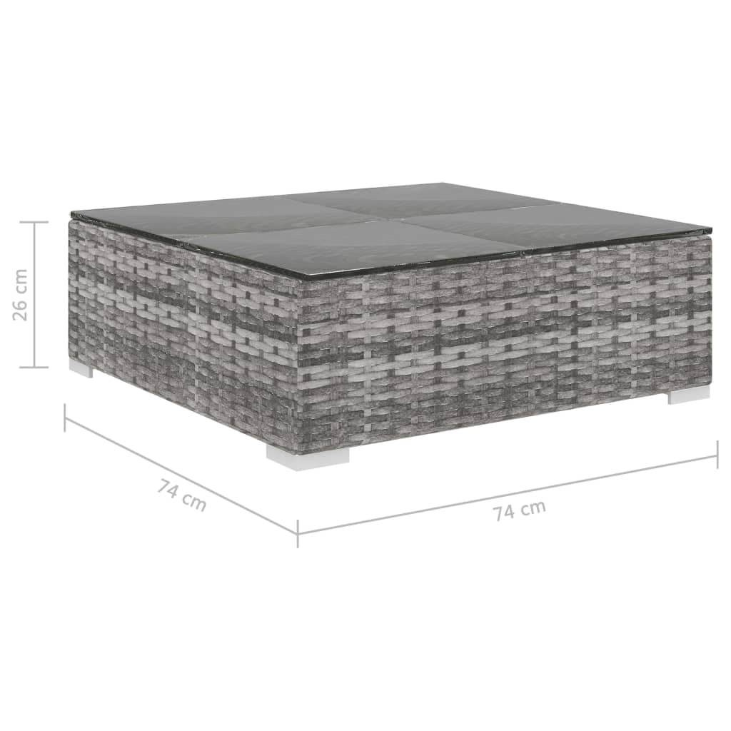 9-tlg. Garten-Lounge-Set mit Auflagen Poly Rattan Grau