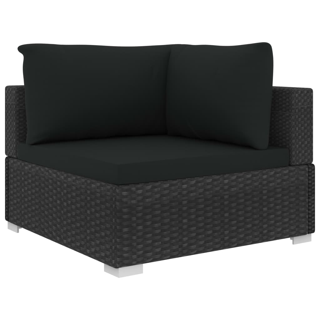 9-tlg. Garten-Lounge-Set mit Auflagen Poly Rattan Schwarz