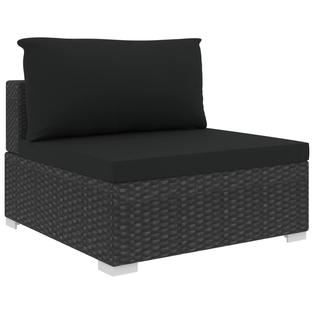 9-tlg. Garten-Lounge-Set mit Auflagen Poly Rattan Schwarz